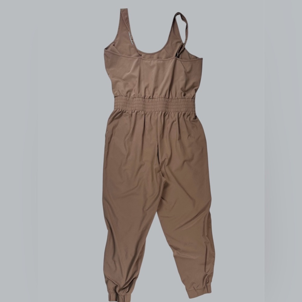 Abercrombie & Fitch Taupe Brown Utility Jumpsuit Elastic Waist Jogger Cuffs - Picture 9 of 14